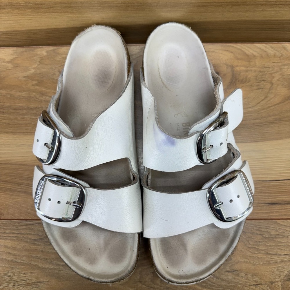 Birkenstock Arizona Big Buckle Cream White Sandals Womens 8 W EU 39 - Picture 4 of 9
